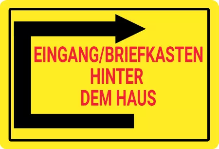Wegweiser Eingang/Briefkasten hinter dem Haus Bild