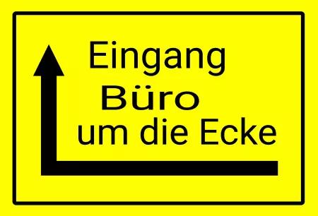 Wegweiser Eingang Büro um die Ecke Bild