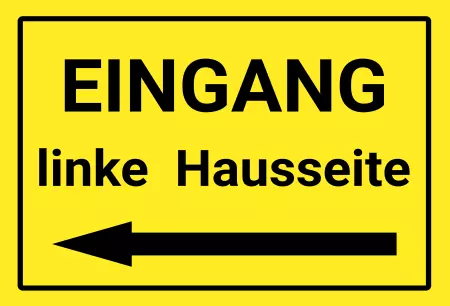 Wegweiser EINGANG linke Hausseite Bild