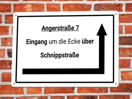 Wegweiser Eingang über Ecke Bild