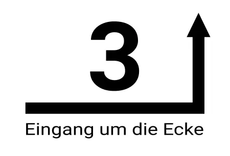 Wegweiser Eingang um die Ecke 3 Bild