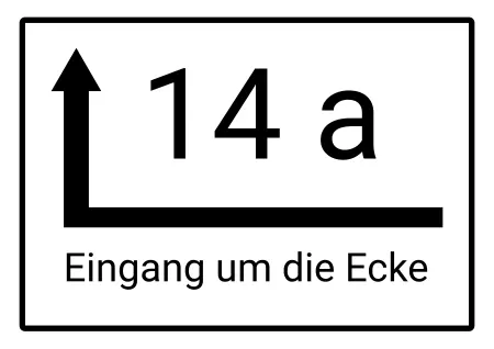 Wegweiser Eingang um die Ecke Bild