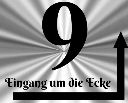 Wegweiser Eingang um die Ecke Bild