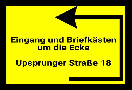 Wegweiser Eingang und Briefkästen und die Ecke. Bild