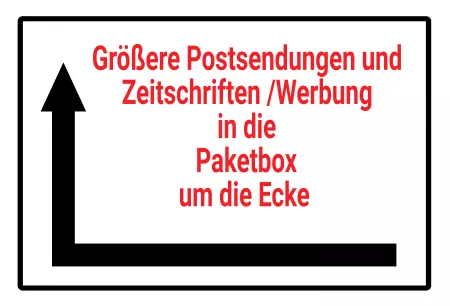 Wegweiser Größere Postsendungen ... in die Paketbox Bild