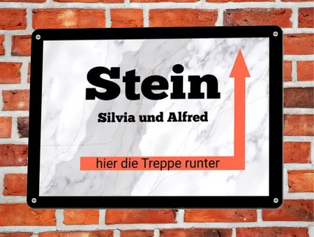 Wegweiser Hier die Treppe runter Bild