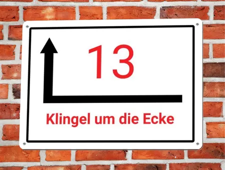 Wegweiser Klingel um die Ecke Bild