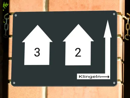 Wegweiser Klingeln um die Ecke Bild