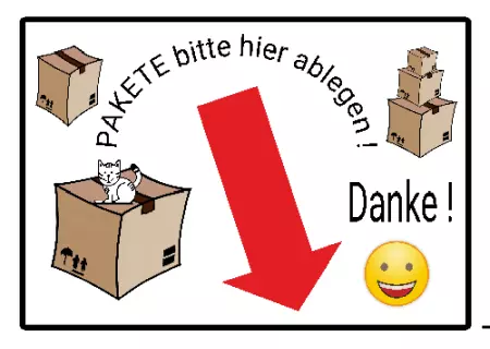 Wegweiser Pakete hier ablegen! Bild