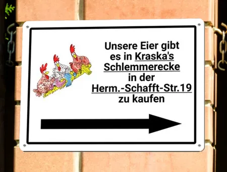 Wegweiser Unsere Eier gibt es... Bild