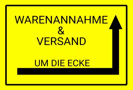 Wegweiser Warenannahme und Versand um die Ecke Bild