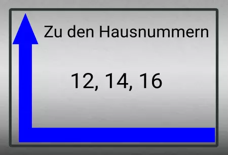 Wegweiser Zu den Hausnummern 12, 14, 16 Bild