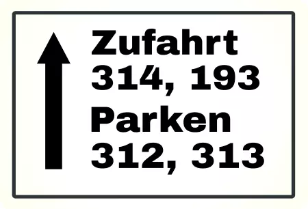 Wegweiser Zufahrt 314, 193 Bild